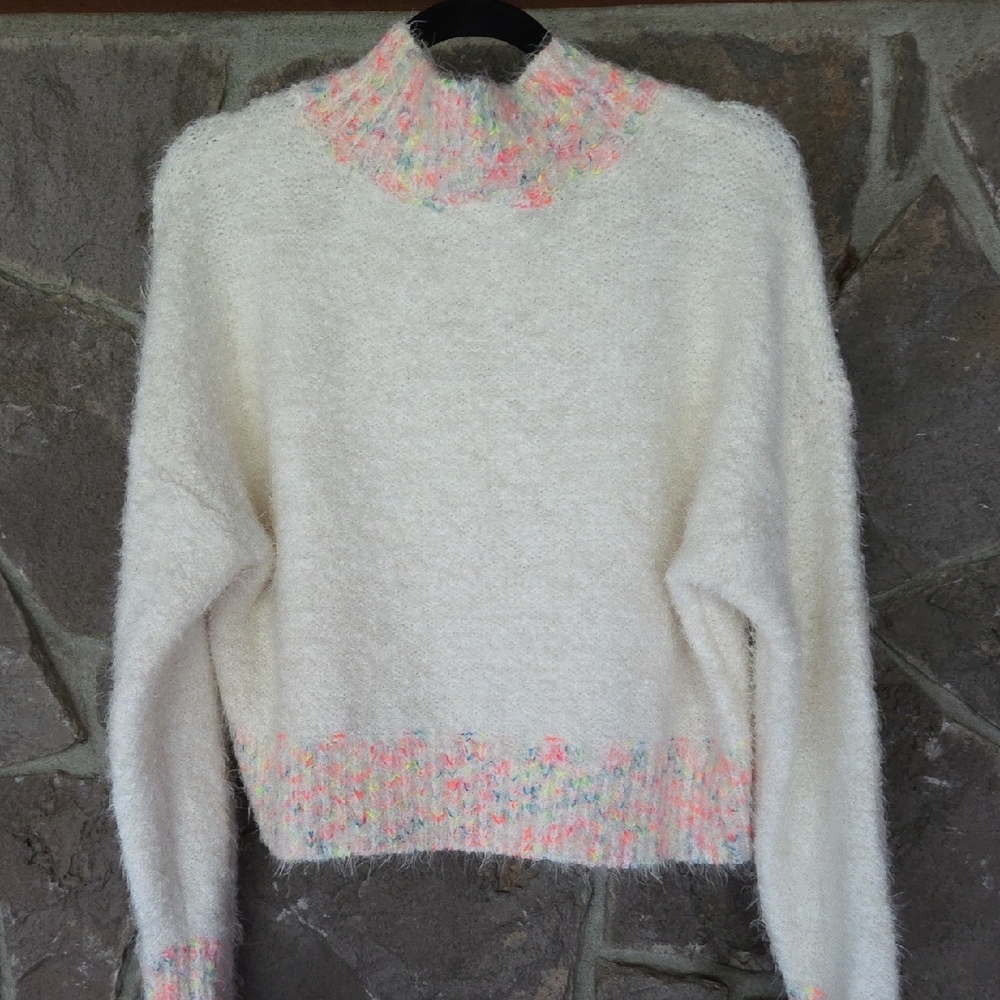 Free People Cream and Multicolor Knit Turtleneck Sweater - Picture 3 of 4